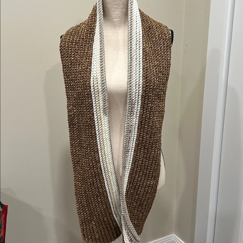 Handmade Crochet Scarf Brown and Cream